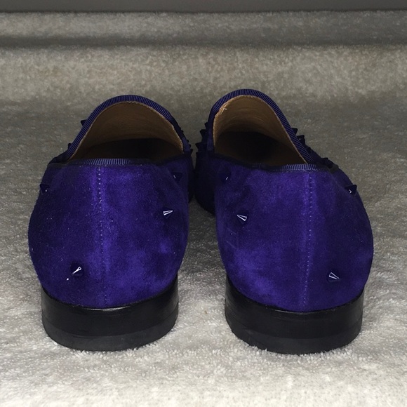 Christian Louboutin Spiked Purple Suede Slip-On Loafers (IT 40.5 / US 7.5) - Picture 4 of 8